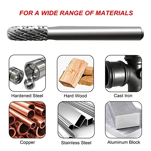 HAUTMEC Tungsten Carbide Rotary Burr Bit YG6, 1/4" Shank Double Cut Die Grinder Bit - Image 4