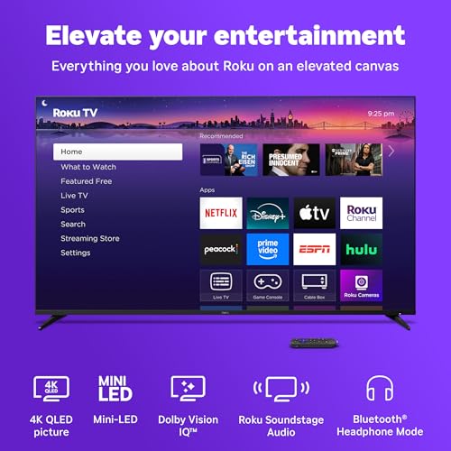 Image of Roku Smart TV 2025 - 65-Inch Pro Series, Mini-LED TV - RokuTV with Backlit Voice Remote Pro - Flat Screen 4K QLED Television with 120Hz Refresh Rate & Dolby Vision IQ, Live News, Sports, Entertainment