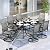 MFSTUDIO 7-Piece Outdoor Patio Dining Set, 6 Metal Dining Swivel Padded Chairs and Steel Frame Slat Larger Rectangular Table with 1.57" Umbrella Hole for Poolside, Porch, Backyard