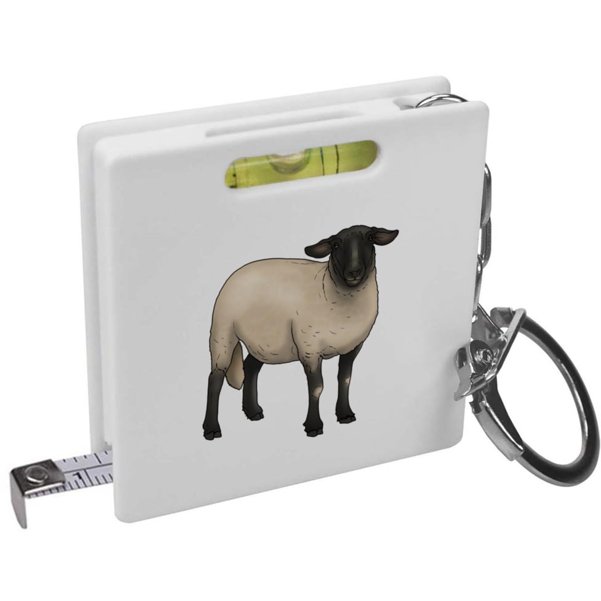 Azeeda 'Suffolk Sheep' Keyring Tape Measure/Spirit Level Tool (KM00036604)