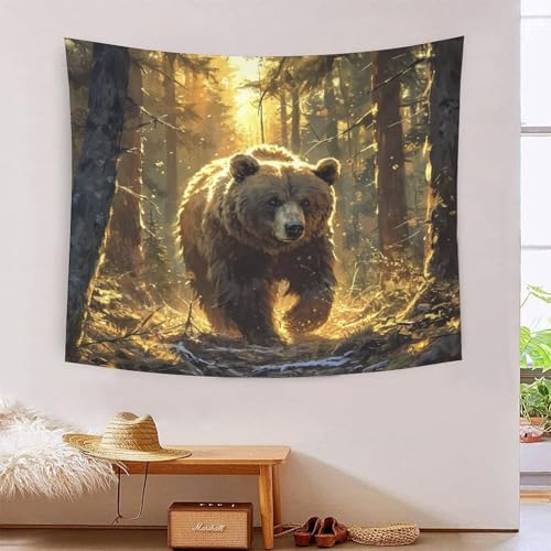 Tapisserie ours 3D effet decoration murale salon tissu drap de plage