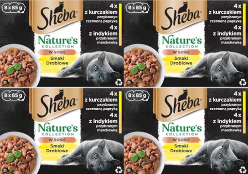Produktbild von Sheba Nature's Collection Nassfutter mit Huhn und Truthahn in Sauce für adulte Katzen - 32 x 85 g