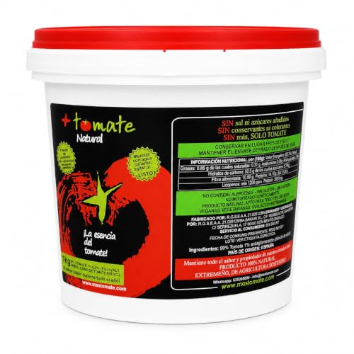 Tomate | Pomodoro Disidratato in Polvere 99% | Barattolo da 1 Kg | Resa 12 Litri di Passata | Equivale a 20 Kg di Pomodoro Fresco Naturale Senza Glutine e Lattosio per Sughi Zuppe Pizza Salse Succhi