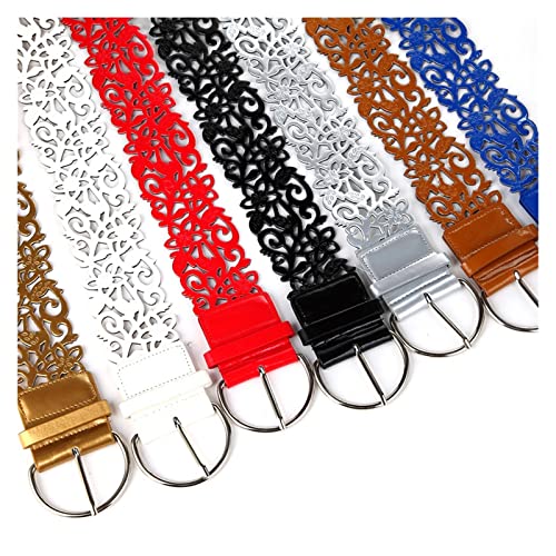 Fashion Ladies Hollow Out Wide Waist Dress Shirt Decoration PU Leather Belts for (Size : 105CM, Color : 3)3