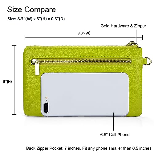 image for befen Genuine Leather Wristlet Clutch RFID Blocking Bag Cell Phone Wal