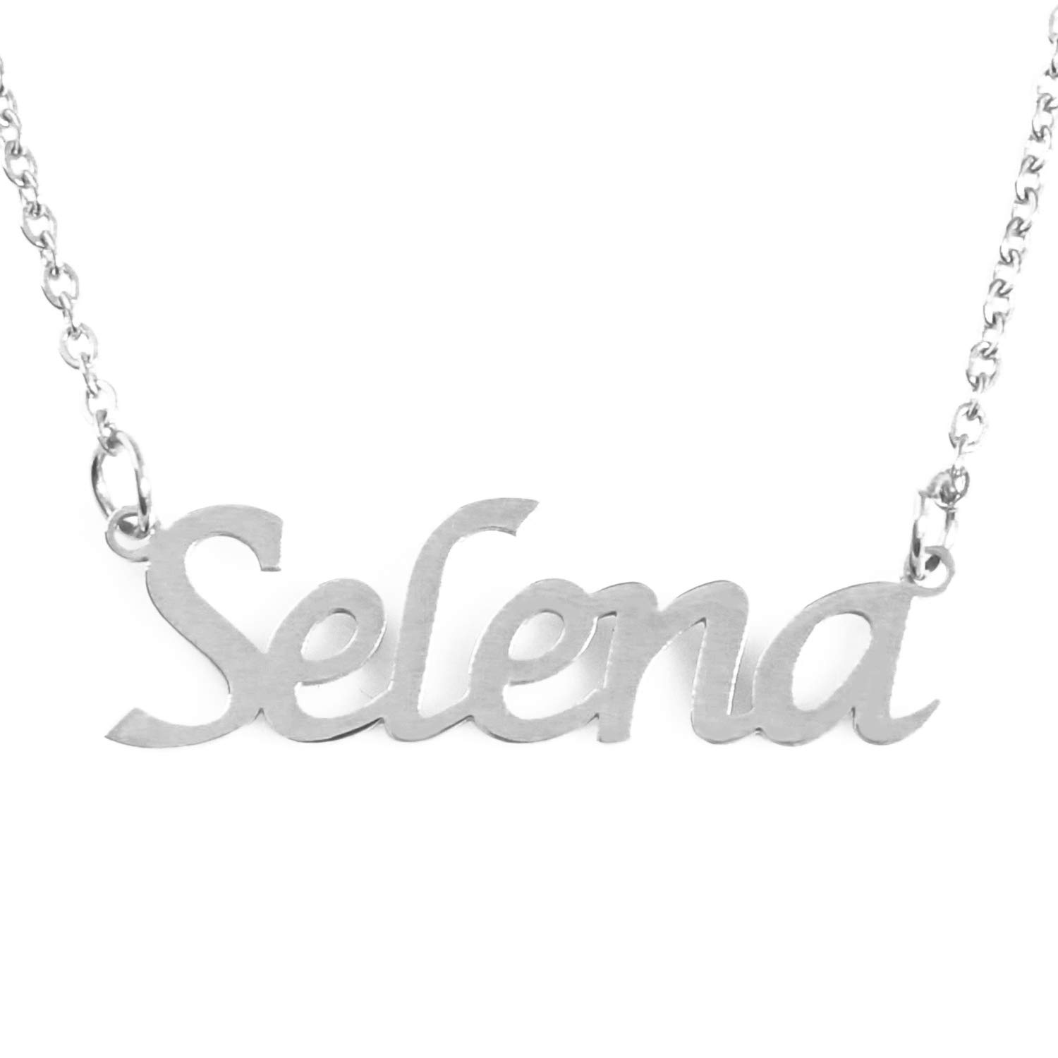 Zacria Selena Custom Name Necklace Personalized - Silver Tone