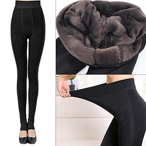 Image of Brachy Women's Winter Thermal Leggings | Warm Fur Lined Stretchable High Waist Thermal Leggings Without Socks | Footless Skinny Fit Winter Bottom Wear for Daily & Casual Use- (BCA FURLEG0X1-P)