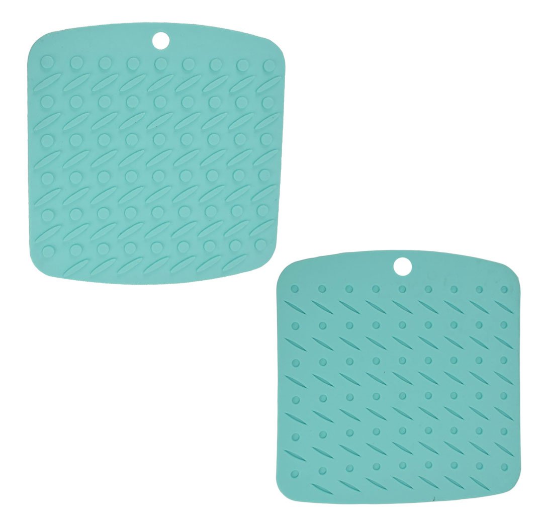 Silicone Pot Holder, Trivet Mat for jar Opener & Spoon Rest or Garlic Peeler Mat SP-H3M3 (Light Blue)