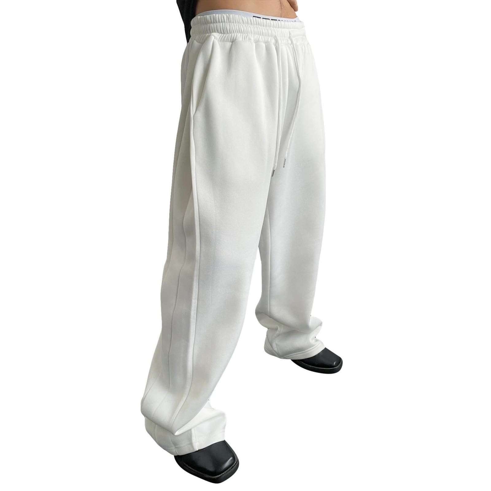 Baggy Sweatpants Men Wide Leg Elastic Waist Drawstring Cotton Sweatpants Lightweight Soft Big and Tall Athletic Pants