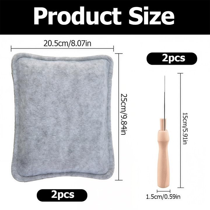 Coztie Needle Felting Pad, 2 PCS Needle Felting Mat with 2 Felt Needle, Grey Sponge Needle Felting Kit - Image 2