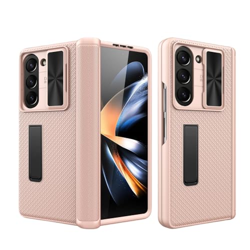 Coque Samsung Galaxy Z Fold 5 rigide en PC doré avec support antichoc intégré