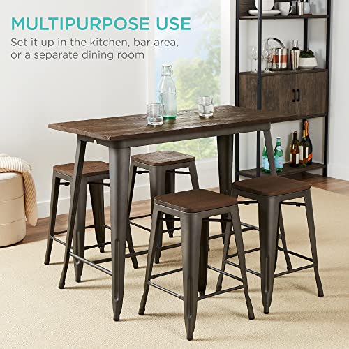 Best Choice Products 5-Piece Dining Set, Counter Height Rustic Industrial Table and Stool Set for Kitchen, Dining Room w… - Image 6
