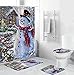 YEYP Juego de Alfombrillas de Baño 4pcs,Alfombra de Baño,Niño de Nieve, Muñeco de Nieve de Caperucita Roja,Alfombra Duradera de La Cubierta del Asiento,C