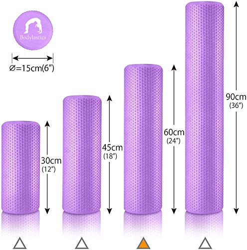 Bodylastics EVA Dotted Foam Roller for Deep Tissue Massage, Relief from Sore Muscles Pain, Pre & Post Exercise Fitness Workout Sessions (Purple, 60cms)