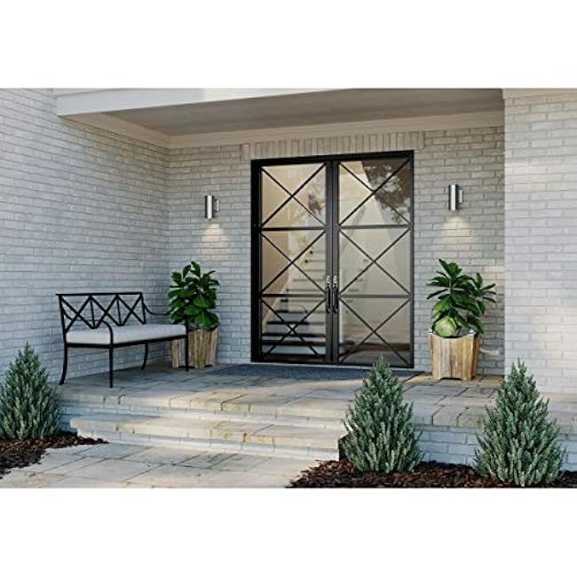 Progress Lighting P563001-147-30K Cylinders Collection 3 LED Modern Outdoor Small Up/Down Wall Lantern Light, 3-1/3 Inch Diameter, Satin Nickel