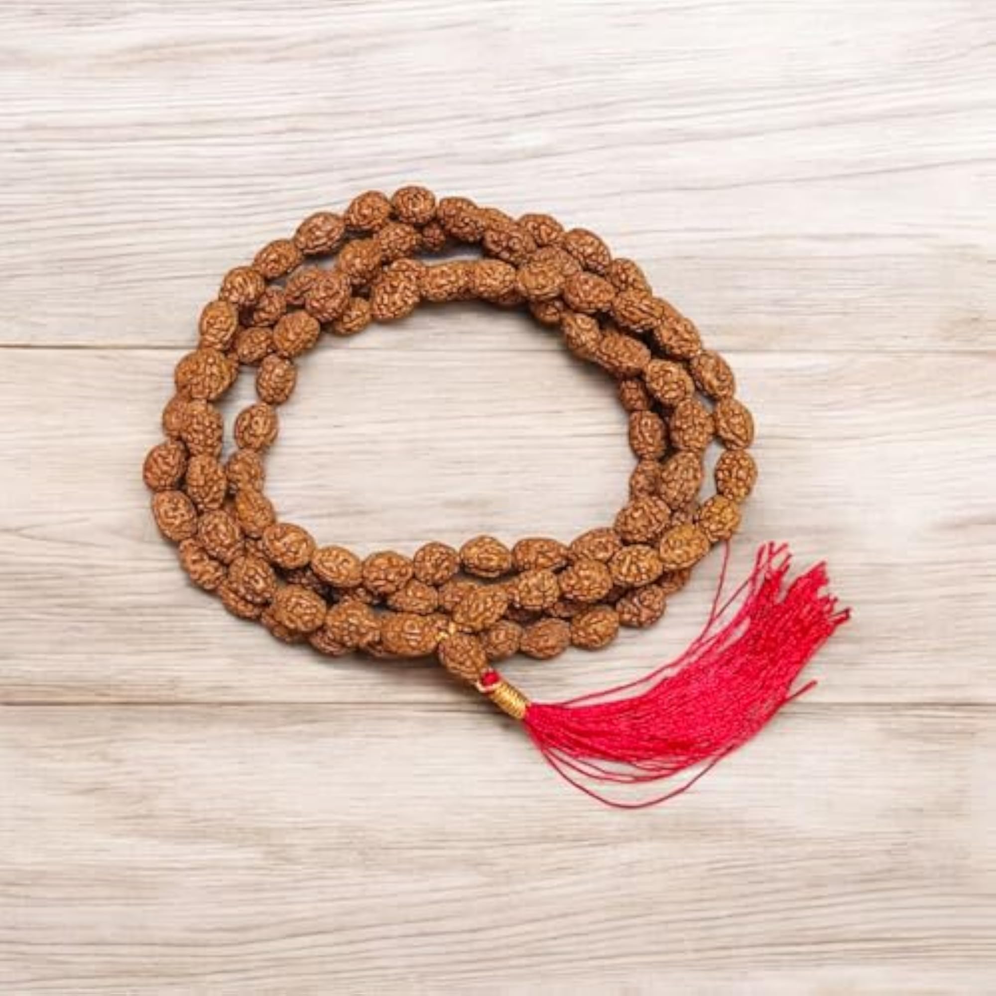 3 Mukhi Rudraksha Mala, Lab Certified, 108+1 Beads