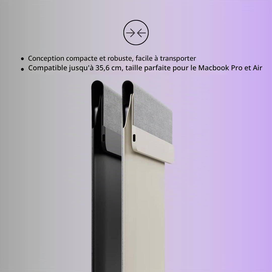 Housse pour ordinateur portable avec chargement sans fil | Housse multifonctionnelle 4-en-1 en cuir, tapis de souris et tapis de bureau | Charge rapide pour téléphones et écouteurs | Protection