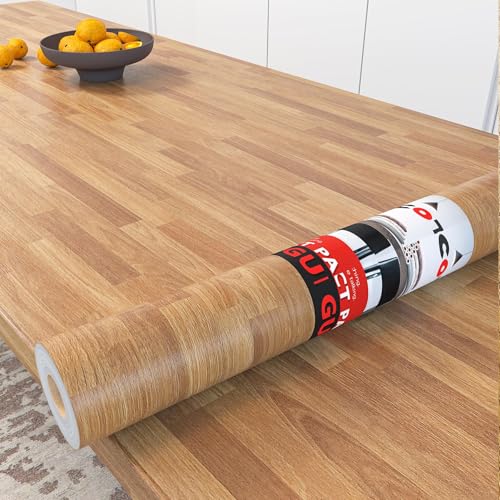 Decotalk Carta Adesiva per Mobili Legno Marrone Chiaro 30X300cm Pellicola Adesiva per Mobili Legno Decorazioni Parete Rotoli di Carta da Parati Decorativo Film in Vinile per Piano Lavoro Impermeabile