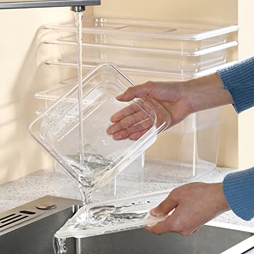 Bekith 6 Pack 1/6 Size Clear Polycarbonate Food Pans with Lids for Kitchen Restaurant Food Prep, 4 Inches Deep - Image 8