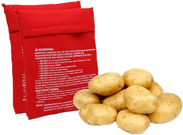 Microwave Potato Cooker Bag,2 PCS Microwave Pouch Potatoes Express Pouch Washable and Reusable Potato Cooker Pouch Baked Potato Just in 4 Minutes