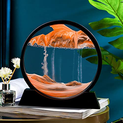 3D Deep Sea Moving Sand Art,Relaxing Kinetic Sandscape Art Table Desk Top to Decor for Any Home, Office Desktop, Mantle,Bookshelf Making It Ideal for Any Setting (7inches, Yellow) - Thumbnail 3