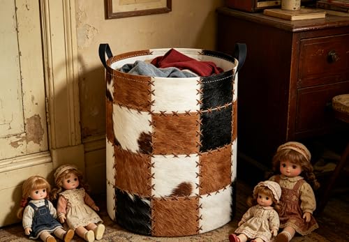 Image of Baby Laundry Hamper kids laundry Basket Waterproof Laundry Bag for Bedroom Clothes Organizer Room Decor(Cow Print)