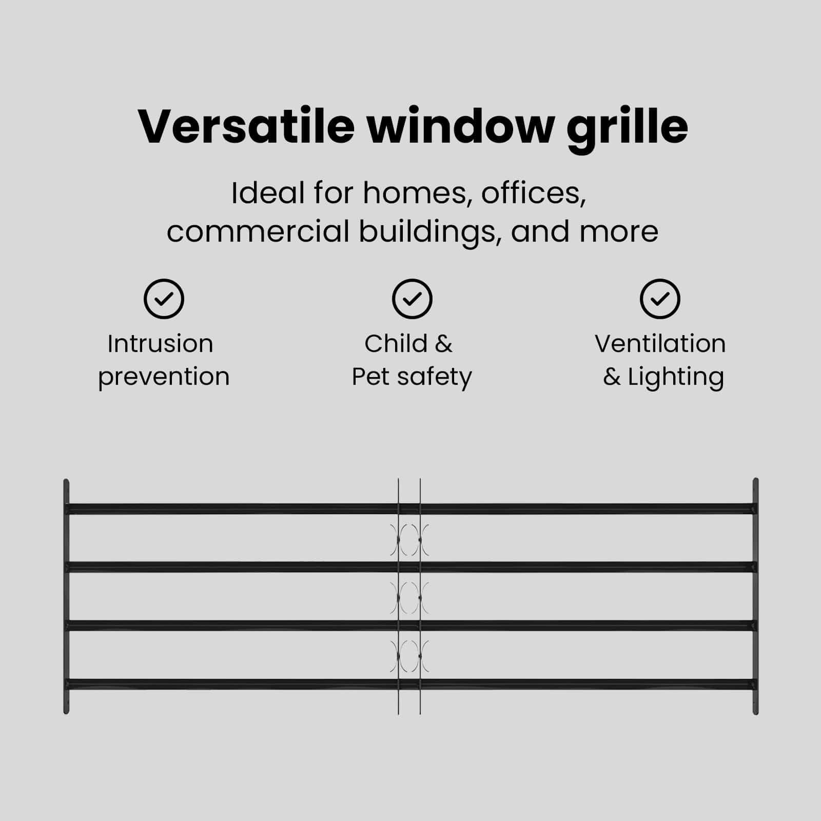 vidaXL Rejilla de Ventana 175 x 60 cm Acero con Revestimiento en Polvo, Reja de Ventana Ajustable, Cubierta Funcional para Seguridad Moderna, Toque Elegante para tu Sala