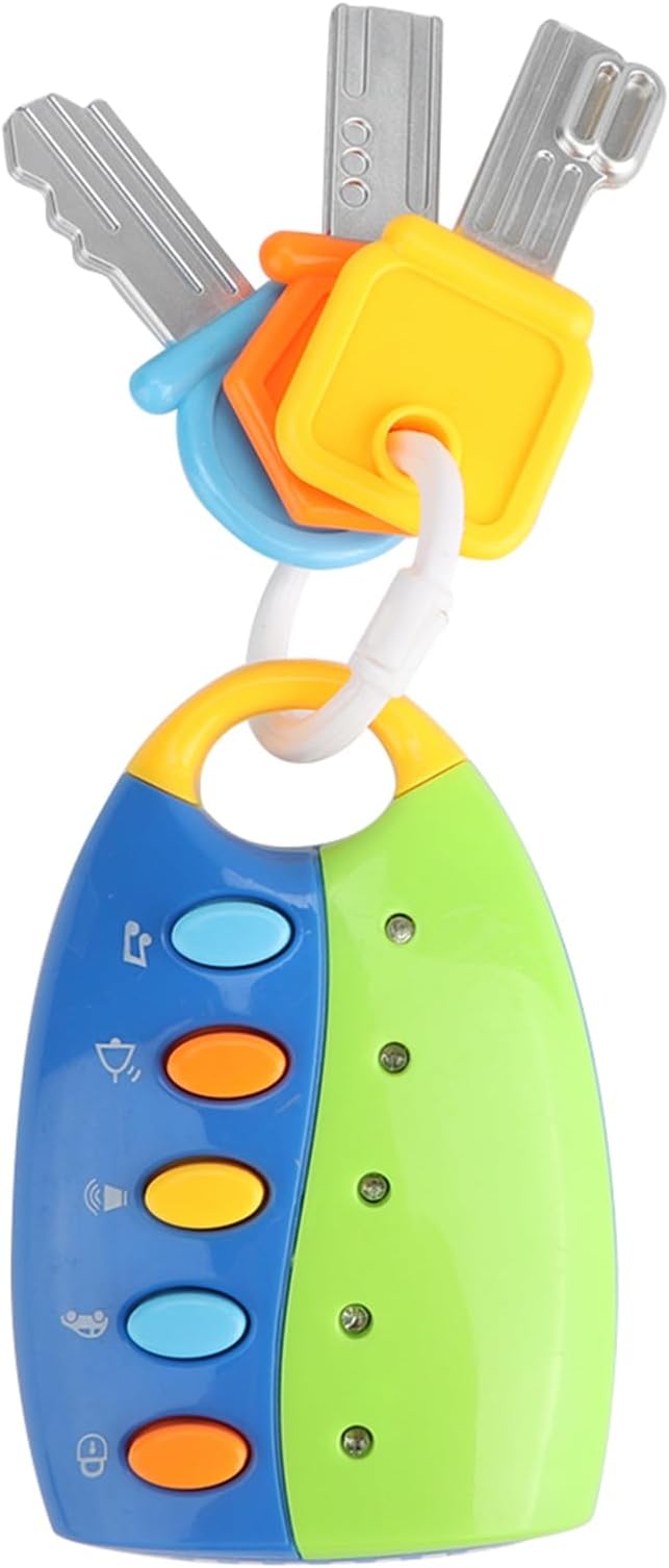 Simulation Electric Car Key Toy Car Remote Control Toy with Lights Music Sounds for Babies Toddlers Kids 3+ Years Old Blue
