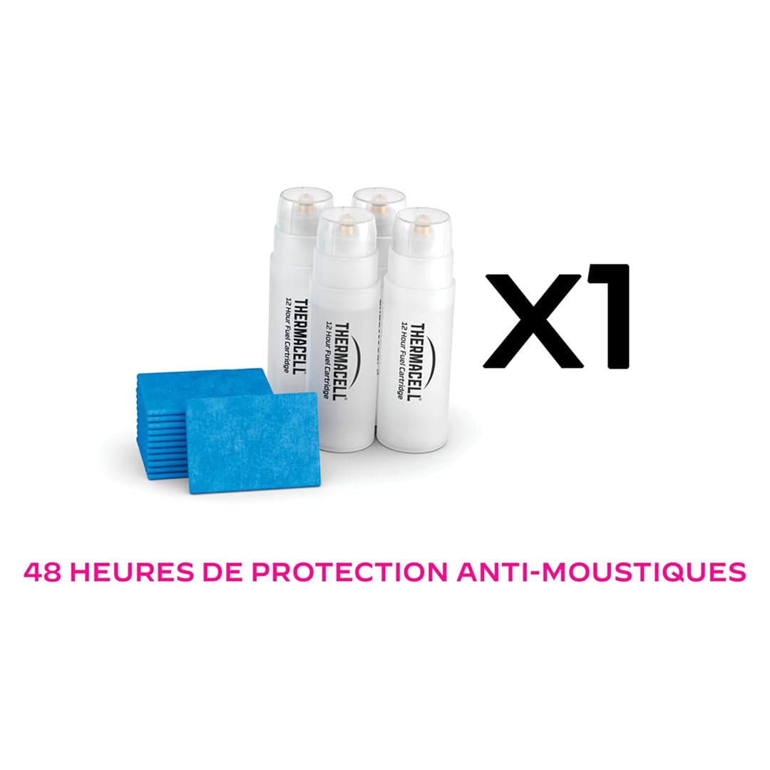 THERMACELL 10 ricariche anti-zanzare e zanzare, protezione efficace 20 m², compatibili con diffusori, nomadi e lanterne, durata 48 ore, 40 cartucce a gas + 120 piastrine, 10 confezioni