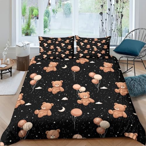 Parure de lit imprimé 3D nuit des ours housse de couette microfibre hypoallergique