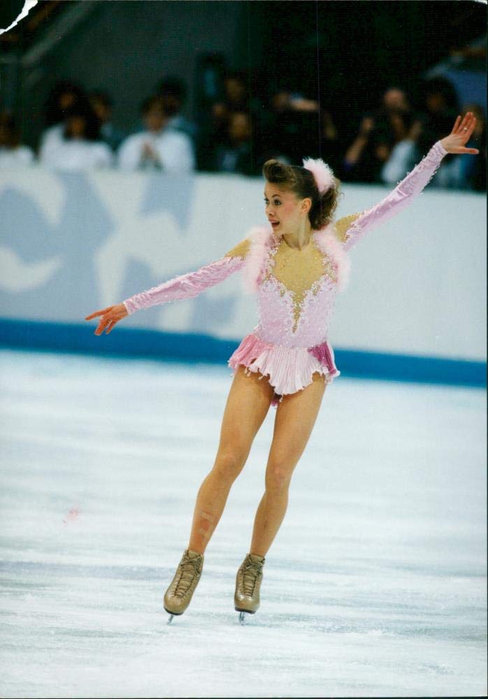 Vintage photo of Oksana Bajul figure skater at the Lillehammer Olympics 1994