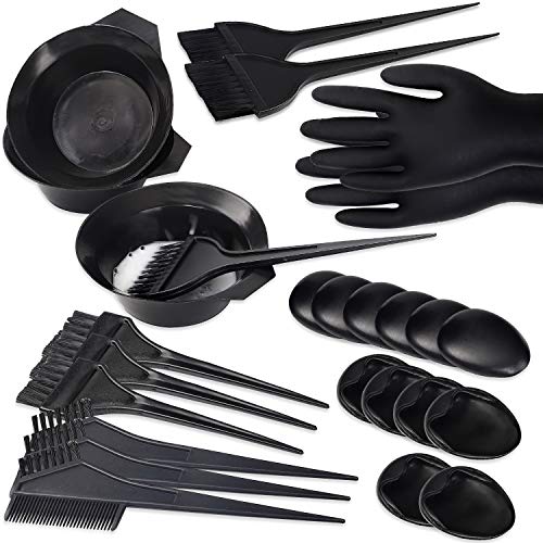 25 Pieces Hair Dye Coloring Kit 3 Sets Hair Dye Color Brush Hair Dye Comb and Mixing Bowl and Ear Cover,Gloves for Hair Tint Dying Coloring Tool