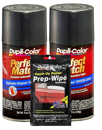 Dupli-Color Graphite Gray Pearl Exact-Match Automotive Paint For Toyota Vehicles - 8 oz, Bundles Prep Wipe (3 Items)