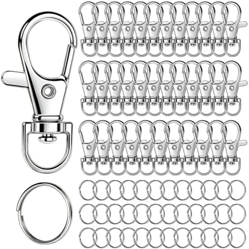 Image of LEOBRO 70PCS Lobster Claw Clasps and Key Rings, 35PCS Keychains Clips and 35PCS Key Chain Ring, Keychain Making kit for Key Chain, Jewelry Making, Art Crafts, Silver