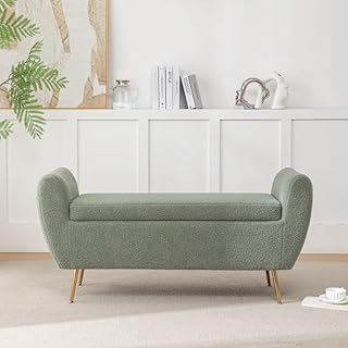 LEGACY OF COMFORT Kaybree Storage Bench Upholstered Storage Bench Sofa Bench Sofa couches Ottoman Bench 2 Seater Sofa Chaise Lounger Pouffe for Living Room Bedroom Office (Green)-picture-19