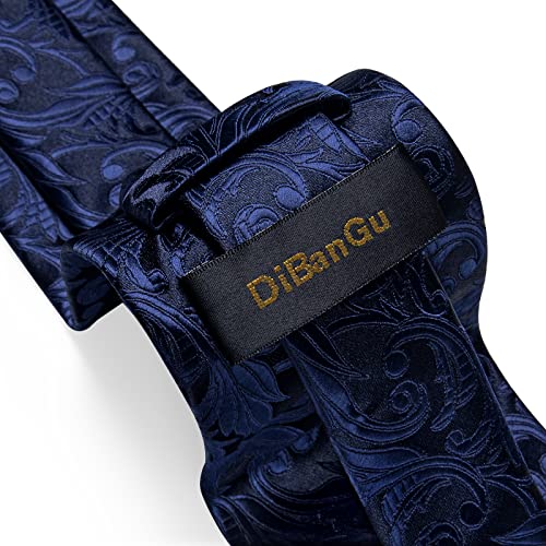 Image of DiBanGu Mens Paisley Tie Set Silk Woven Jacquard Necktie and Pocket Square Cufflinks Gift Set for Wedding Bussiness