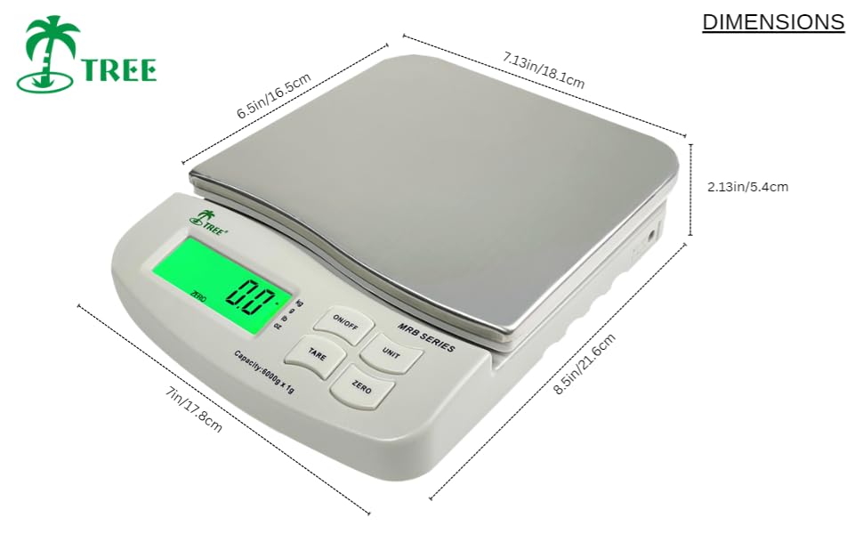 Báscula digital Tree MRB-1200 1200g x 0.1g LCD blanca miniatura 6