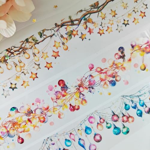 Image of PET Washi Tape Stickers Set,3 Rolls Lighting Scrapbook Tape Stickers for Journaling,Junk Journal Supplies,DIY Craft,Notebook,Phone Case(Star Light)