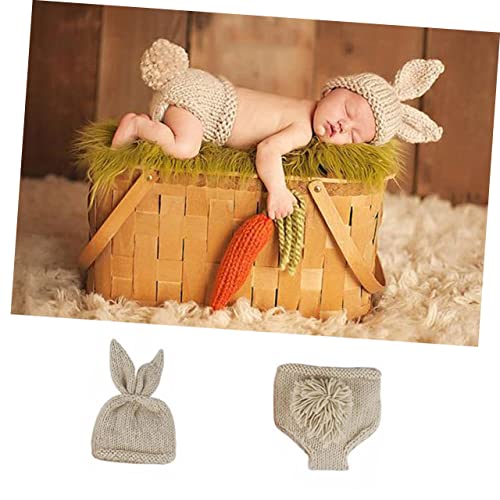 FUNOMOCYA 1 Set rabbit photography clothing baby hat diaper carrot prop baby easter bunny costume baby easter photo outfits baby bunny photo prop children's clothing newborn toddler yarn