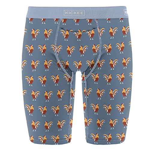 KICKEE Men’s Print Long Boxer Brief, Soft and Comfy Fitted Underwear with Fly, Lightweight and Breathable