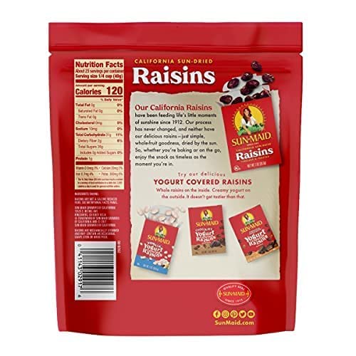 Sun-Maid Natural California Raisins Bag, 32-Ounce (Pack of 3)