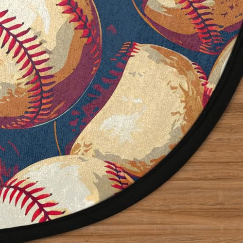 Tapete Redondo Retro Baseball 160 cm Lavable Antideslizante miniatura 3