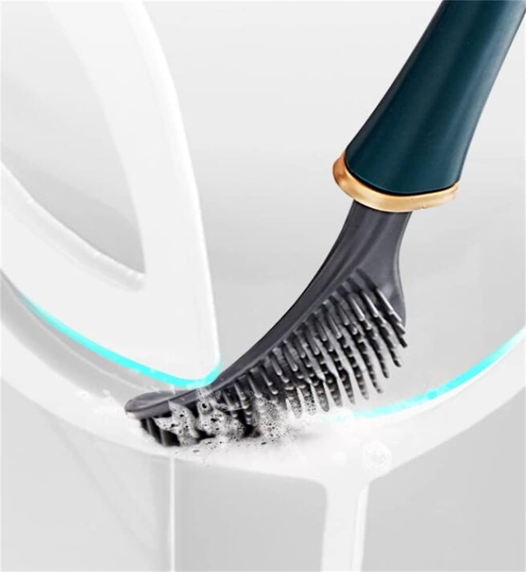 Silicone Toilet Brush with Bracket Set Wall-Mounted Long-Handled Cleaning Bathroom Accessories