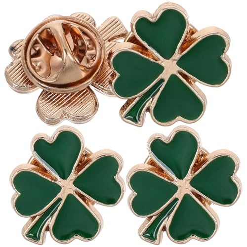 Broches esmaltados trébol de cuatro hojas de acabado vintage y alta distinción