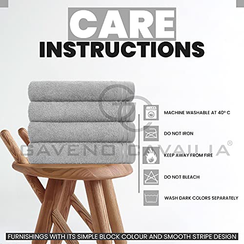 GC GAVENO CAVAILIA Large Towels Bath Sheet, Highly Absorbent Egyptian Cotton Towel Set, 4 Pack Extra Soft Large Bath Towel Silver, Quick Dry Bath Sheets, 450 GSM Washable Towels, 75X135 Cm - Image 5