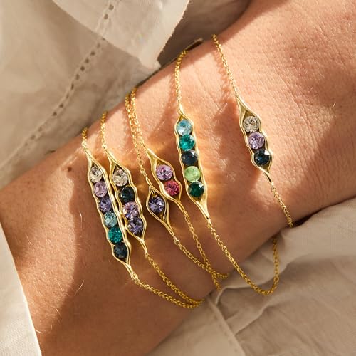 EVE'S ADDICTION 4 Peas in a Pod Birthstone Bracelet - Gold Personalized Jewelry - Mother's Bracelet Gift for Mom3