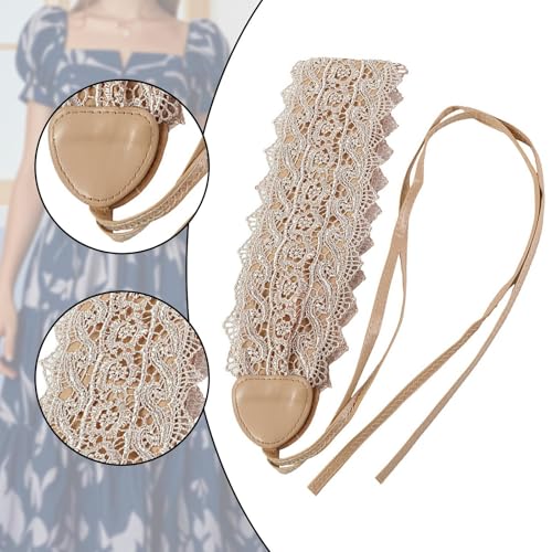 jojomis Women Lace Waist Belt Adjustable Wide Belt with Lace Trim and PU Leather for Party Holiday Fashion Accessory- Beige Yellow4