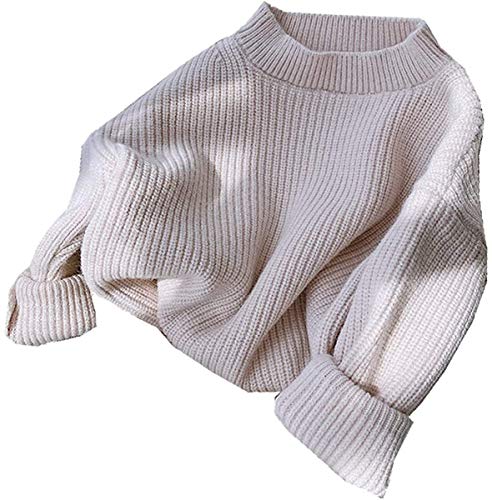 Ayalinggo Toddler Baby Girl Boy Knitted Sweater Long Sleeve Crewneck Pullover Sweatshirt Fall Winter Warm Tops Blouse (A- Beige,9-18 Months)