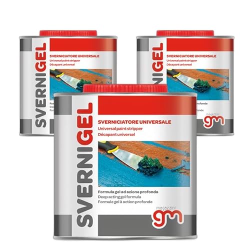 Magazzini GM, Sverniciatore Universale in Gel SVERNI GEL, Elimina Vernice da Ferro Legno Muro, essendo in gel non cola, Made in Italy, Efficace su Vari Strati, 750ml (3)