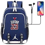 HQEKMS Star Basketball Player High School Student Backpack Laptop Bag avec port de chargement USB Enfants Knapsack Girl Satchel 44*30*15cm #h